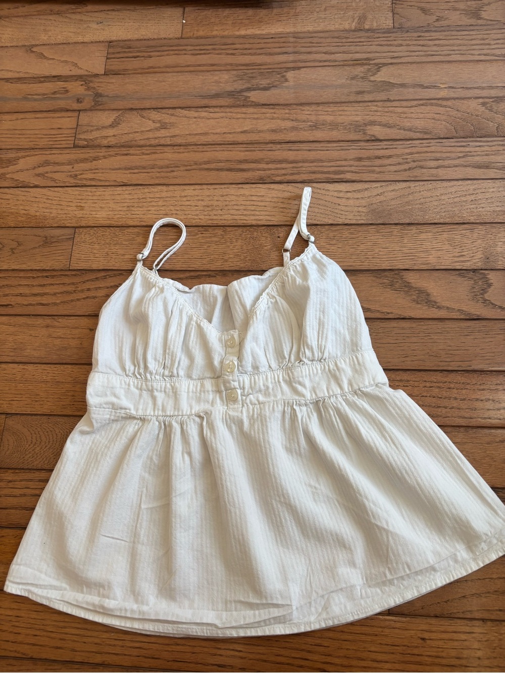 Brandy Melville White Spaghetti-Strap Peplum Sundress Top